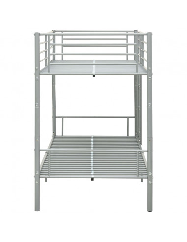 Letto a Castello Grigio in Metallo 90x200 cm