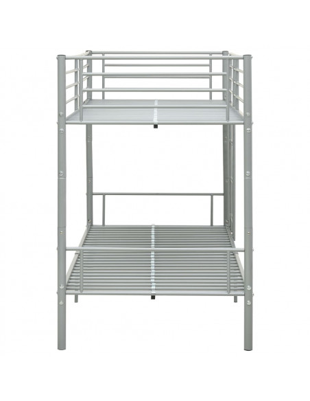 Letto a Castello Grigio in Metallo 90x200 cm