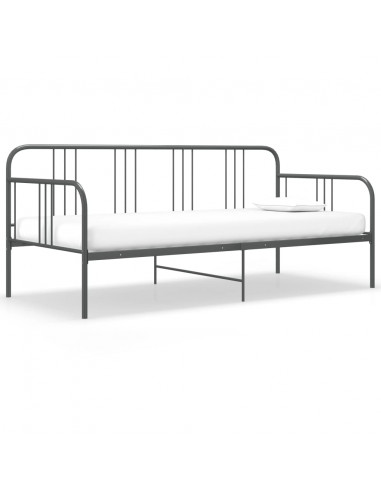 Divano Letto Grigio in Metallo 90x200 cm