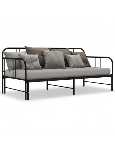 Telaio Divano Letto Estraibile Nero in Metallo 90x200 cm
