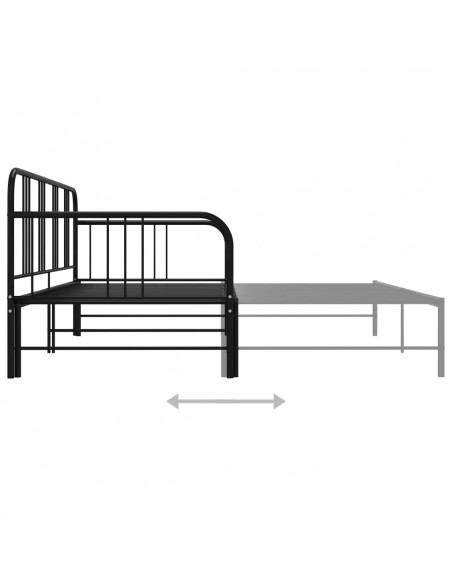 Telaio Divano Letto Estraibile Nero in Metallo 90x200 cm