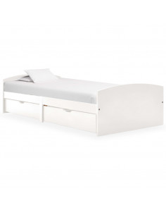 Giroletto con 2 Cassetti Bianco in Legno di Pino 90x200 cm 2