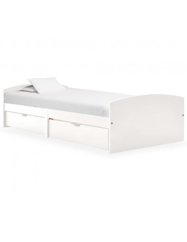 Giroletto con 2 Cassetti Bianco in Legno di Pino 90x200 cm