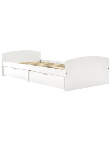 Giroletto con 2 Cassetti Bianco in Legno di Pino 90x200 cm