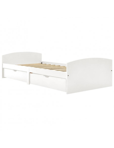 Giroletto con 2 Cassetti Bianco in Legno di Pino 90x200 cm