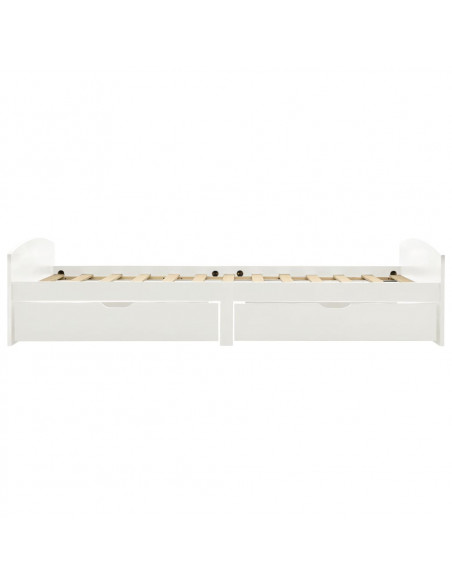 Giroletto con 2 Cassetti Bianco in Legno di Pino 90x200 cm