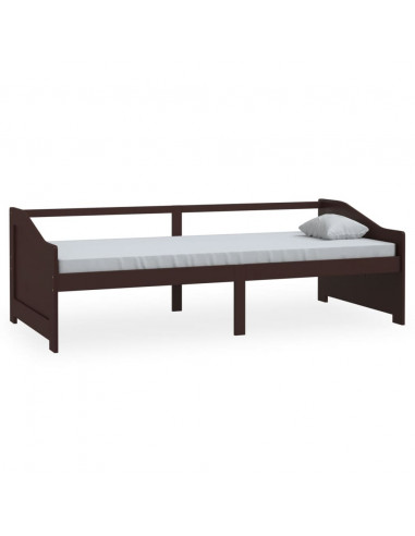 Divano Letto a 3 Posti Marrone Scuro Massello di Pino 90x200cm