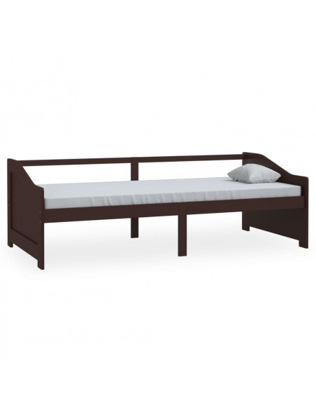 Divano Letto a 3 Posti Marrone Scuro Massello di Pino 90x200cm