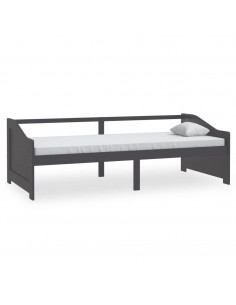 Divano Letto a 3 Posti Grigio Legno Massello di Pino 90x200cm 2