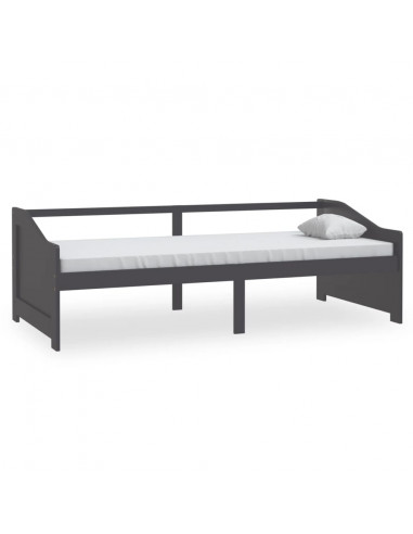Divano Letto a 3 Posti Grigio Legno Massello di Pino 90x200cm