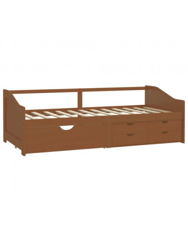 Divano Letto 3 Posti e Cassetti Marrone Miele in Pino 90x200cm