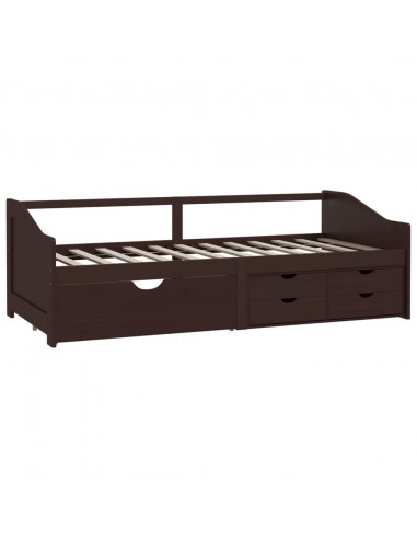 Divano Letto 3 Posti e Cassetti Marrone Scuro in Pino 90x200cm