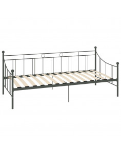 Telaio Divano Letto Grigio in Metallo 90x200 cm 2