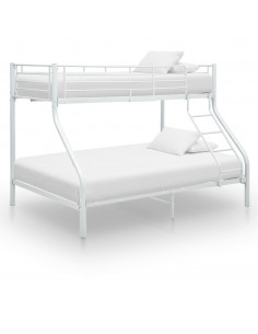 Letto a Castello Bianco in Metallo 140x200 cm/90x200 cm 2