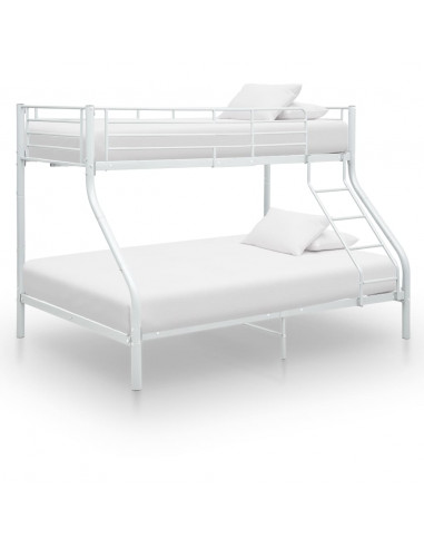 Letto a Castello Bianco in Metallo 140x200 cm/90x200 cm