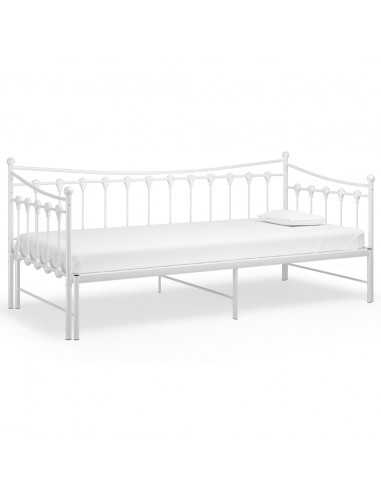 Telaio Divano Letto Estraibile Bianco in Metallo 90x200 cm