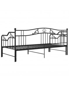 Telaio Divano Letto Estraibile Nero in Metallo 90x200 cm 2