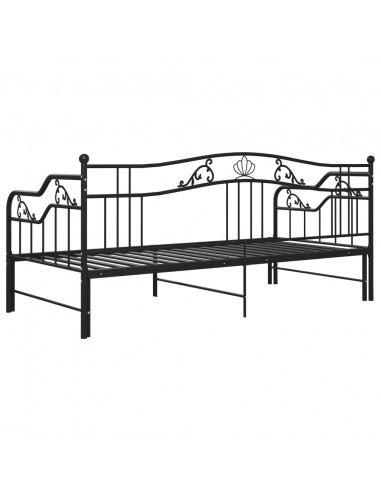 Telaio Divano Letto Estraibile Nero in Metallo 90x200 cm