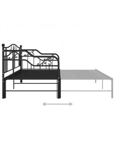 Telaio Divano Letto Estraibile Nero in Metallo 90x200 cm