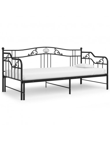Telaio Divano Letto Estraibile Nero in Metallo 90x200 cm