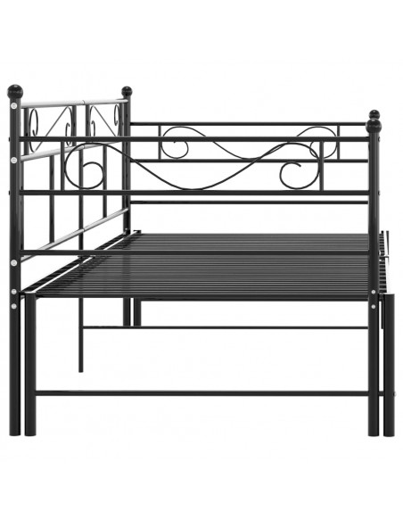 Telaio Divano Letto Estraibile Nero in Metallo 90x200 cm