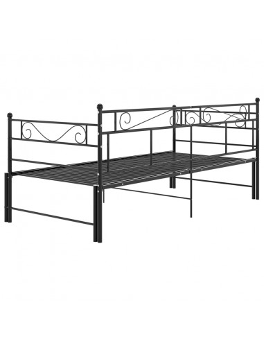 Telaio Divano Letto Estraibile Nero in Metallo 90x200 cm
