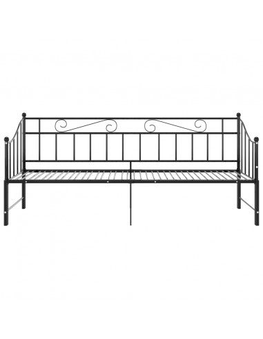 Telaio Divano Letto Estraibile Nero in Metallo 90x200 cm