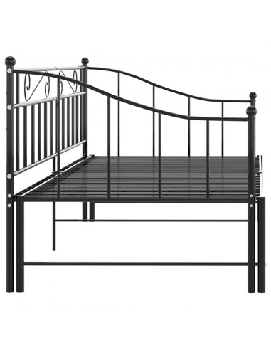 Telaio Divano Letto Estraibile Nero in Metallo 90x200 cm