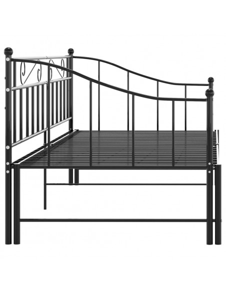 Telaio Divano Letto Estraibile Nero in Metallo 90x200 cm