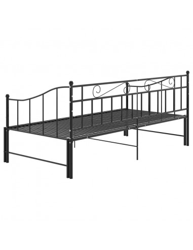 Telaio Divano Letto Estraibile Nero in Metallo 90x200 cm