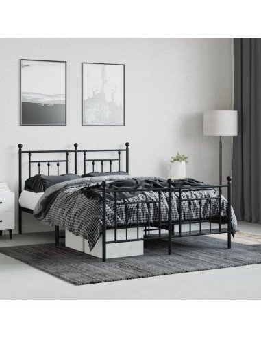 Giroletto con Testiera e Pediera Metallo Nero 150x200 cm