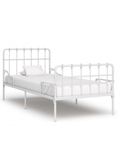 Giroletto con Base a Doghe Bianco in Metallo 90x200 cm