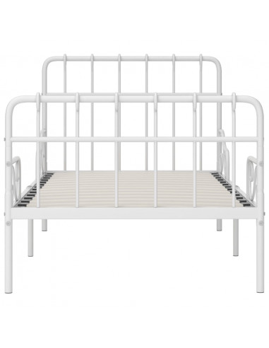 Giroletto con Base a Doghe Bianco in Metallo 90x200 cm