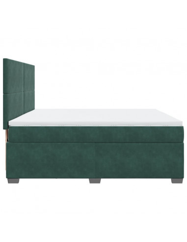 Giroletto a Molle con Materasso Verde Scuro 180x200 cm Velluto