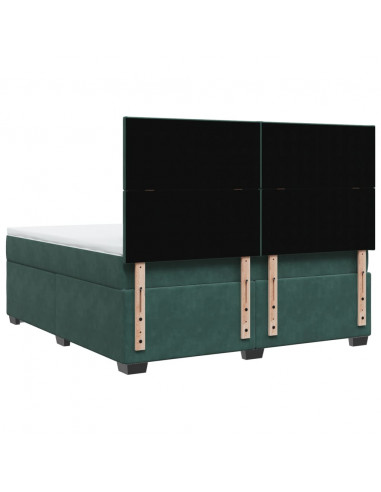 Giroletto a Molle con Materasso Verde Scuro 180x200 cm Velluto