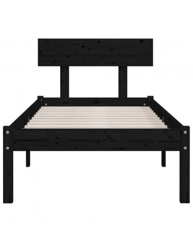 Giroletto Nero in Legno Massello di Pino 90x200 cm