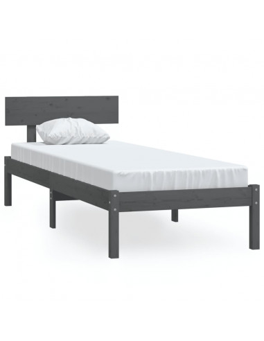 Giroletto Grigio in Legno Massello di Pino 90x190 cm Single