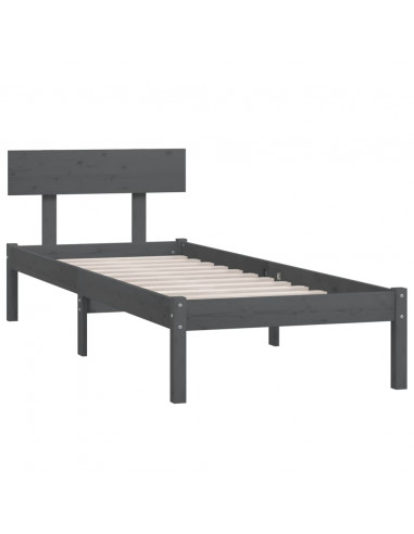 Giroletto Grigio in Legno Massello di Pino 90x190 cm Single