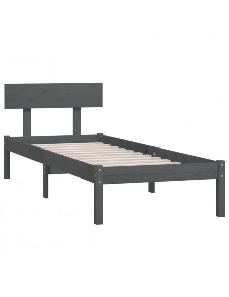 Giroletto Grigio in Legno Massello di Pino 90x190 cm Single