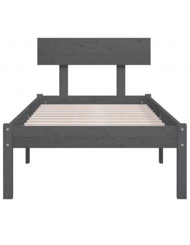 Giroletto Grigio in Legno Massello di Pino 90x190 cm Single