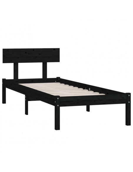 Giroletto Nero in Legno Massello di Pino 90x190 cm Single
