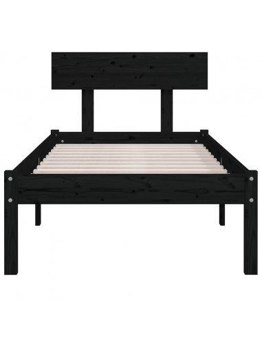 Giroletto Nero in Legno Massello di Pino 90x190 cm Single