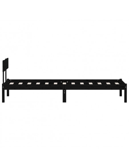 Giroletto Nero in Legno Massello di Pino 90x190 cm Single