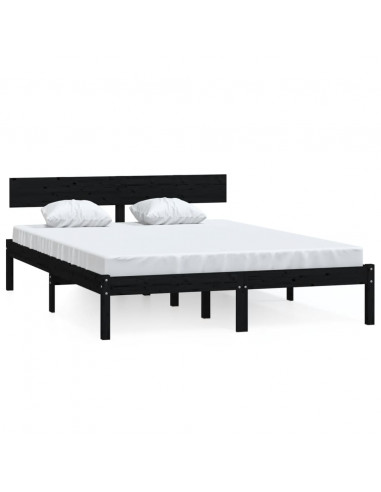 Giroletto Nero in Legno Massello di Pino 120x200 cm