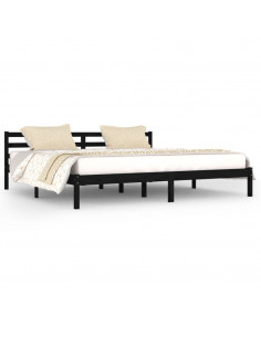 Giroletto in Legno Massello di Pino 200x200 cm Nero 2