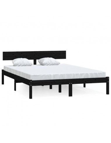 Giroletto Nero in Legno Massello di Pino Bianco 160x200 cm