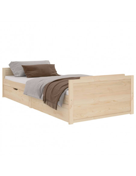Giroletto con Cassetti in Legno Massello di Pino 90x200 cm