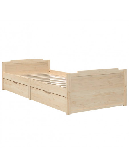 Giroletto con Cassetti in Legno Massello di Pino 90x200 cm
