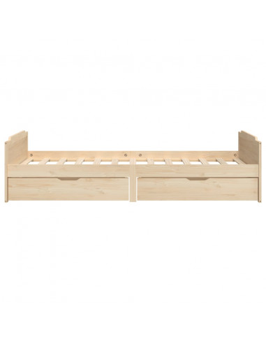 Giroletto con Cassetti in Legno Massello di Pino 90x200 cm