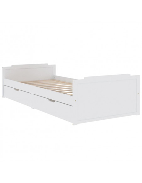 Giroletto Bianco con Cassetti Legno Massello di Pino 90x200cm